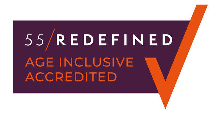 55 Redefined age inclusive accredited logo.