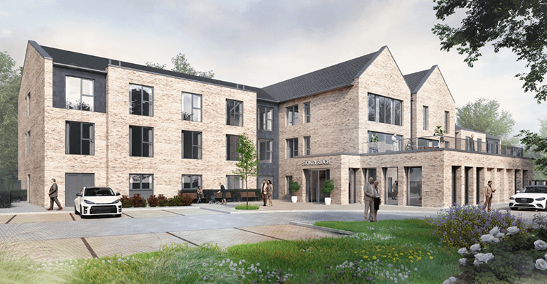 A digital image of a new care home which will be built.