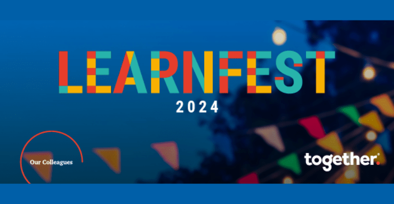 A blue background with the letters learn fest 2024 on it.