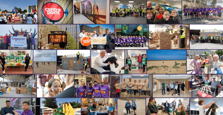 Collage of charitable activity images