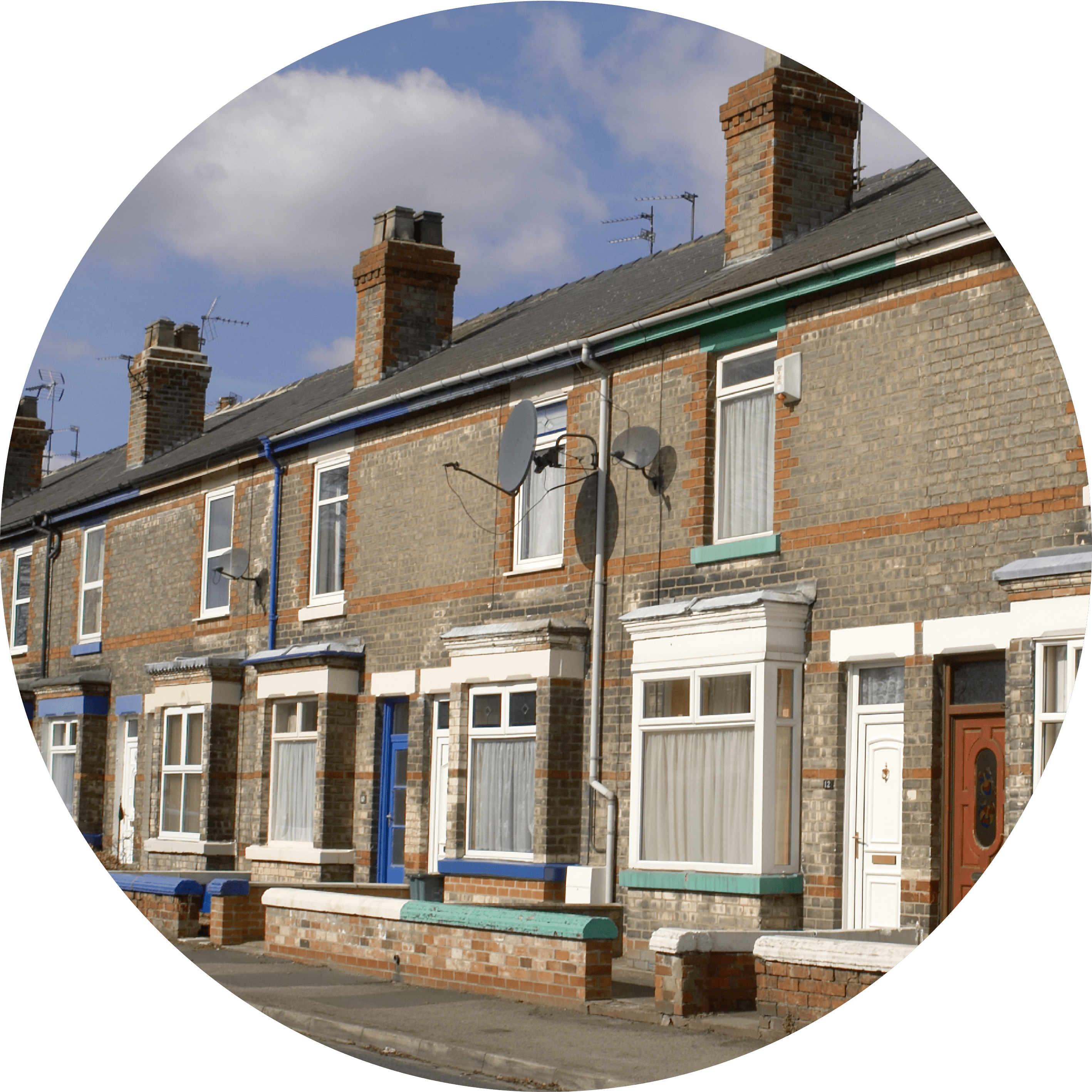 A long shot of terraced houses.