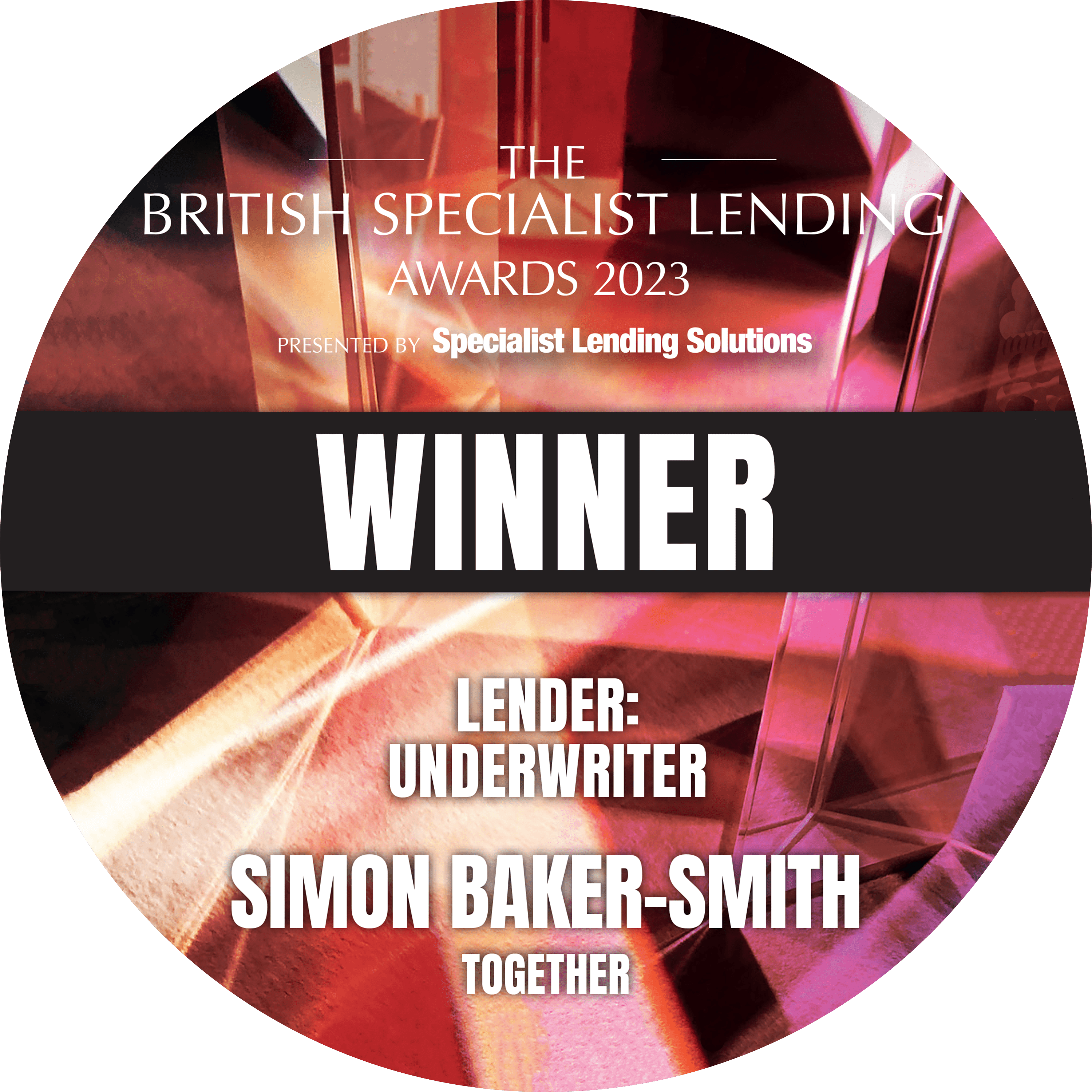 The british specialist lending award from 2023 for lender underwriter Simon Baker Smith.