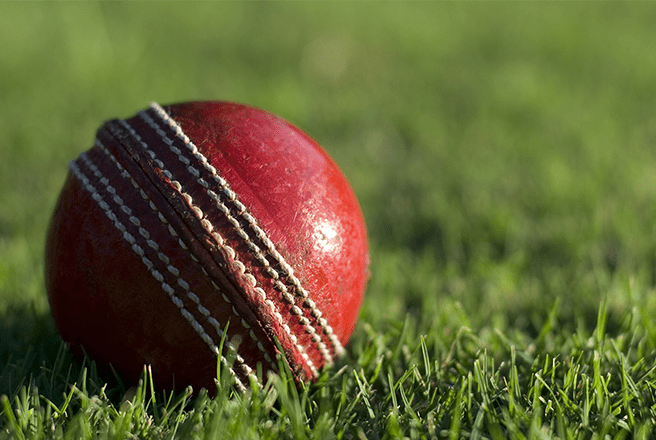 red cricket ball on green grass