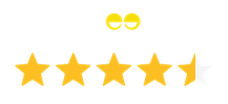 The Feefo logo above 4 and a half stars coloured in.