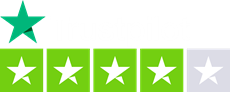 The TrustPilot logo above four and a half stars.