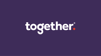 A purple background with Togethers logo in the centre.