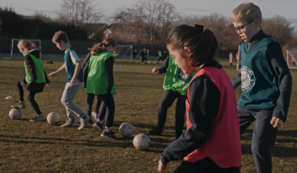 Children playing football