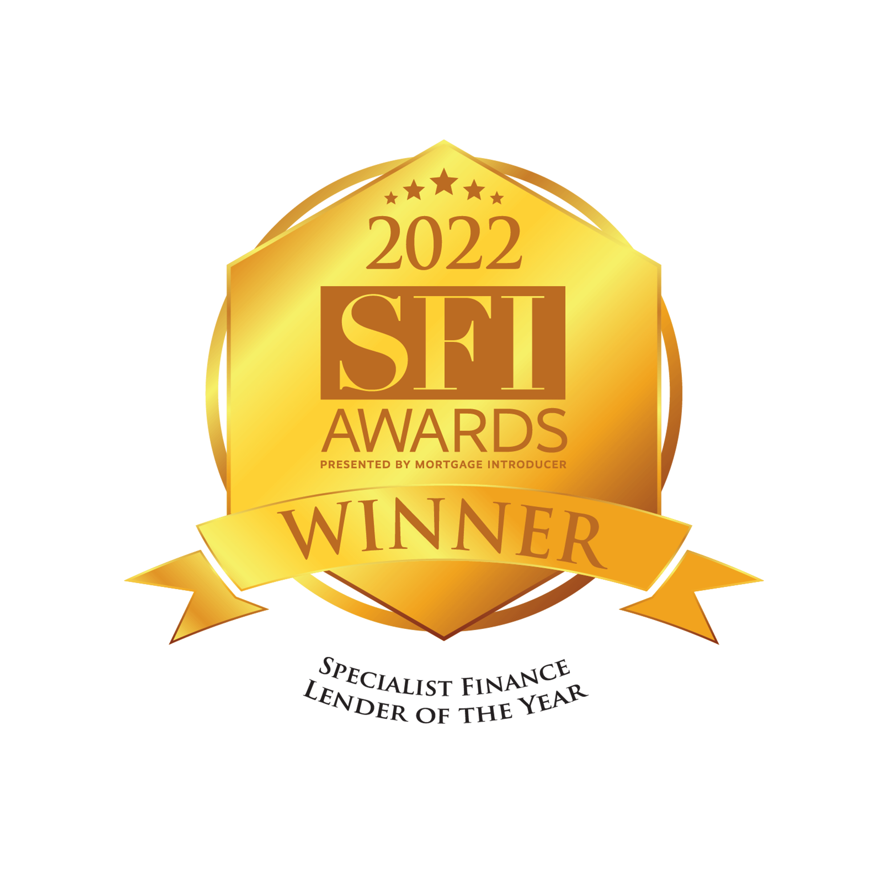 An SFI winner award for specialist finance lender of the year 2022.