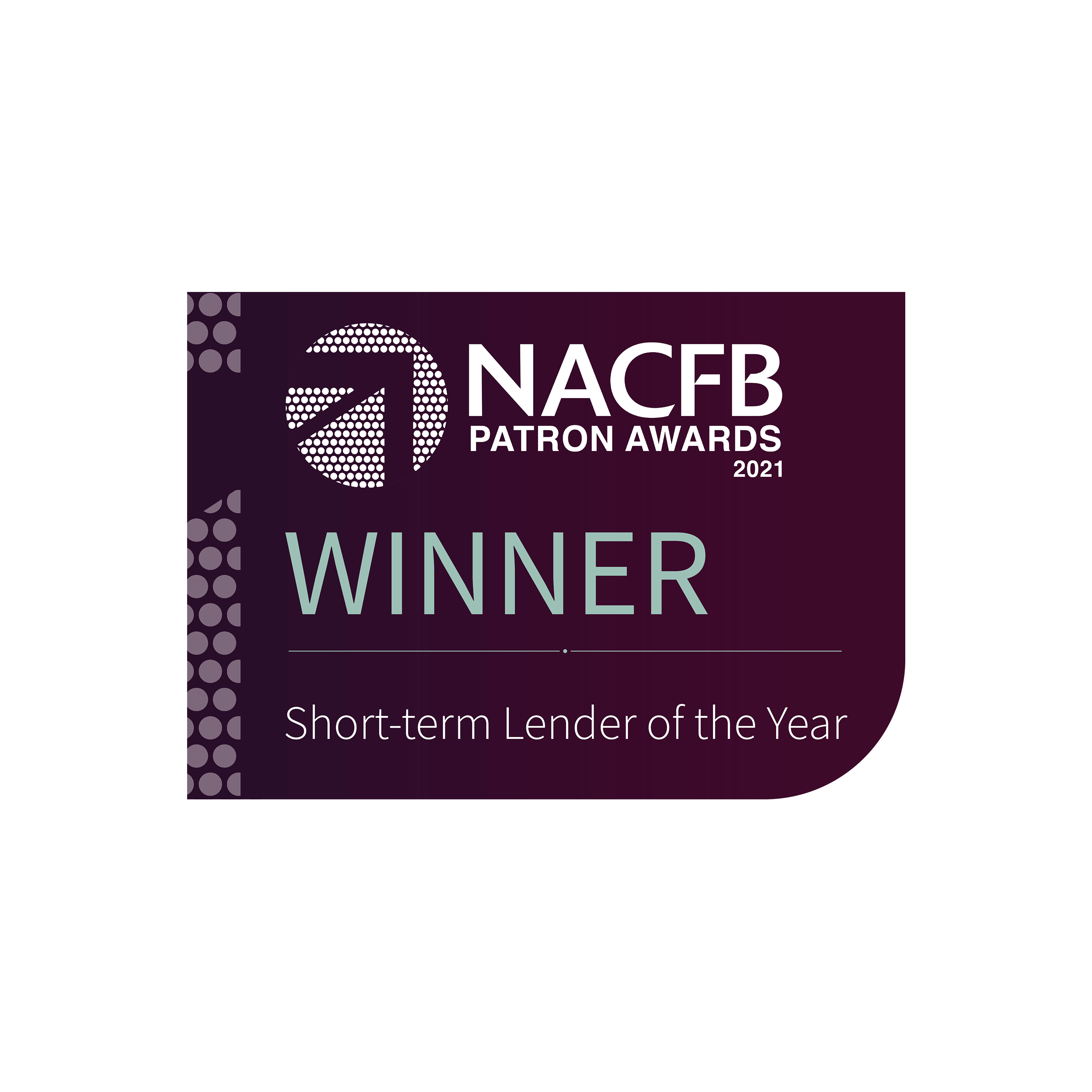 An NACFB patron award for short-term lender of the year 2021.